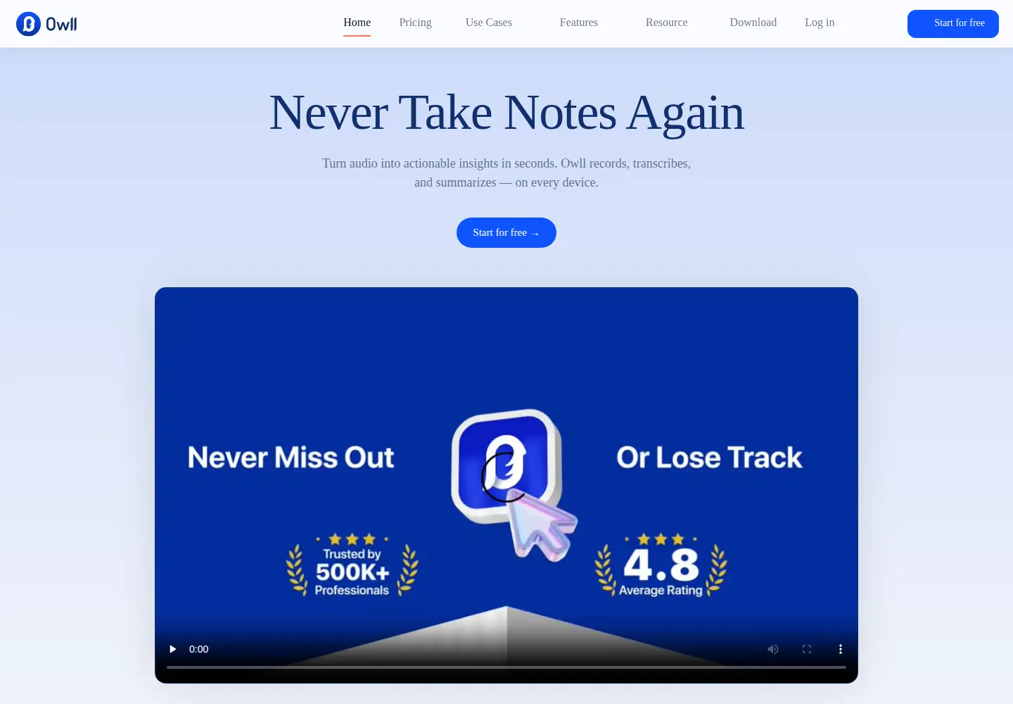 Screenshot of owll.ai