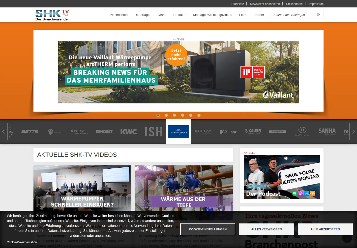 Screenshot of shk-tv.de