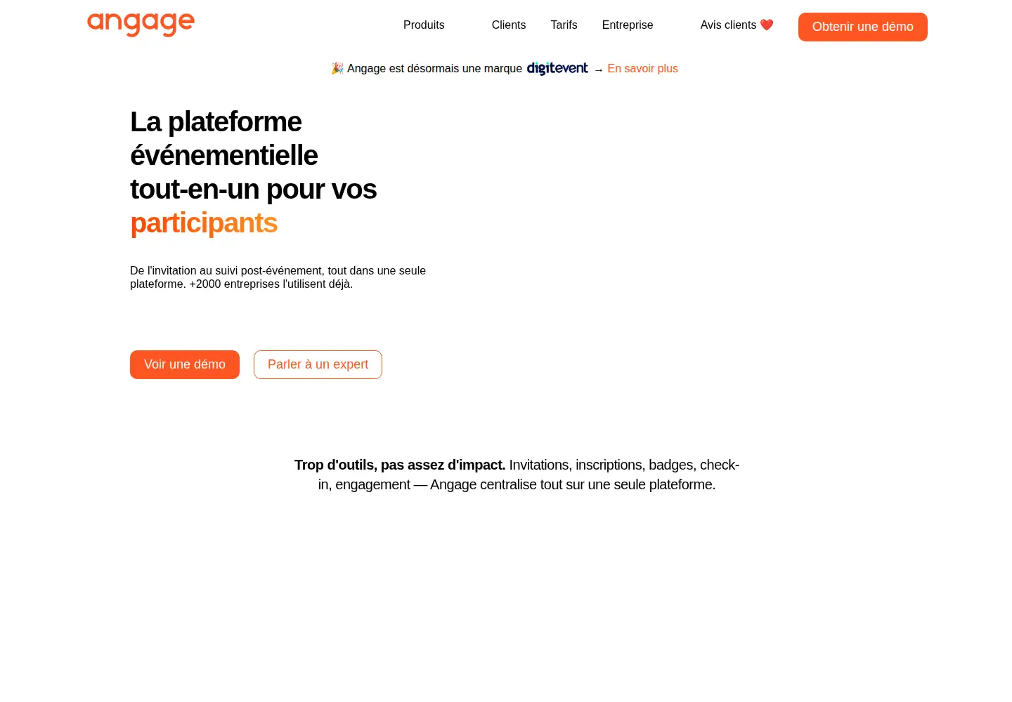 Captured homepage of angage.com in the current scan