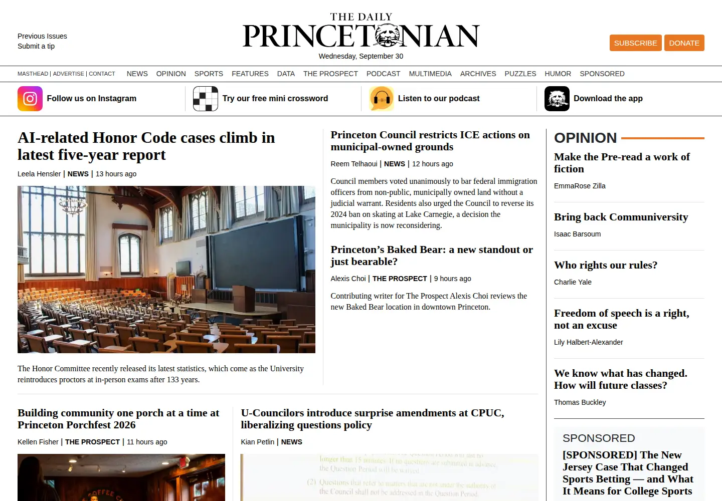 Screenshot of dailyprincetonian.com