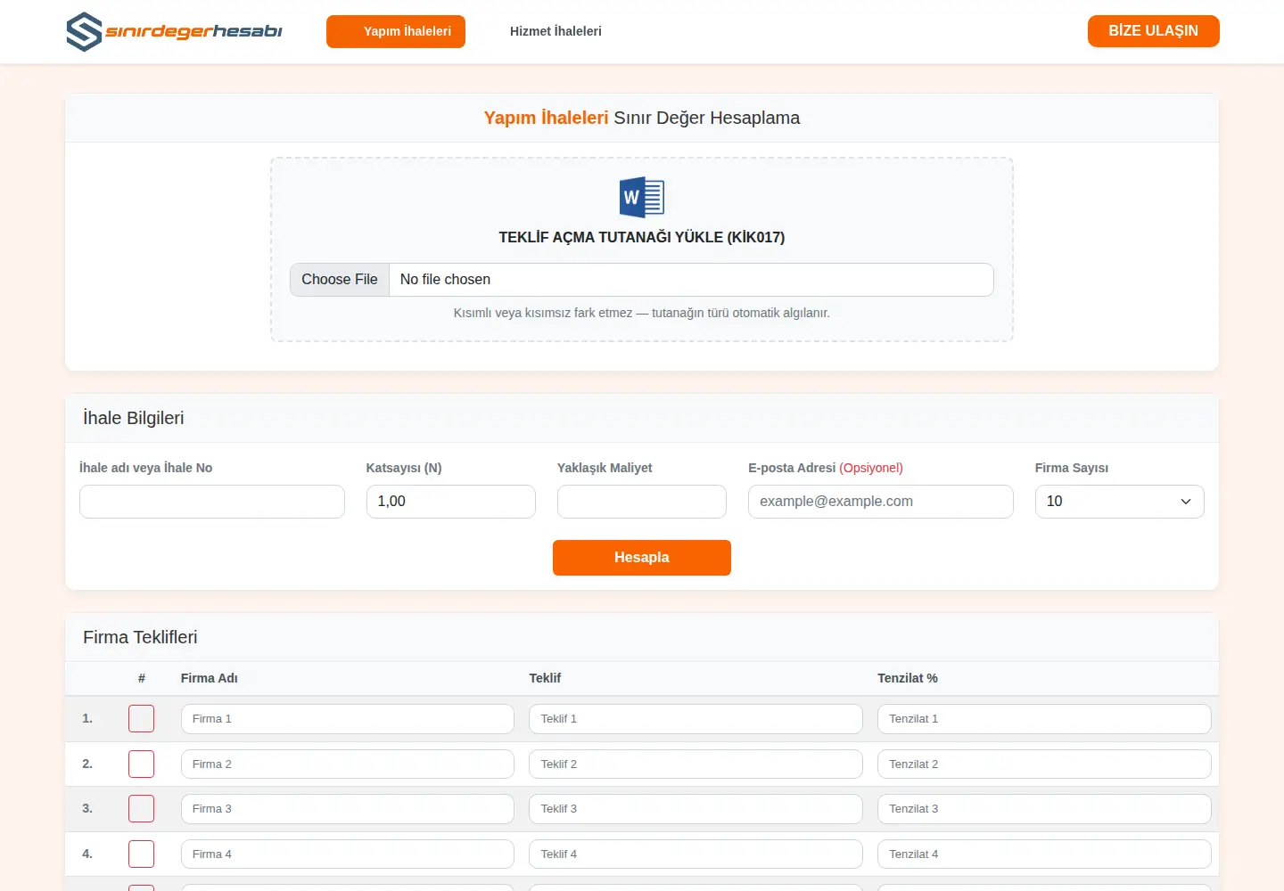 Screenshot of sinirdegerhesabi.com