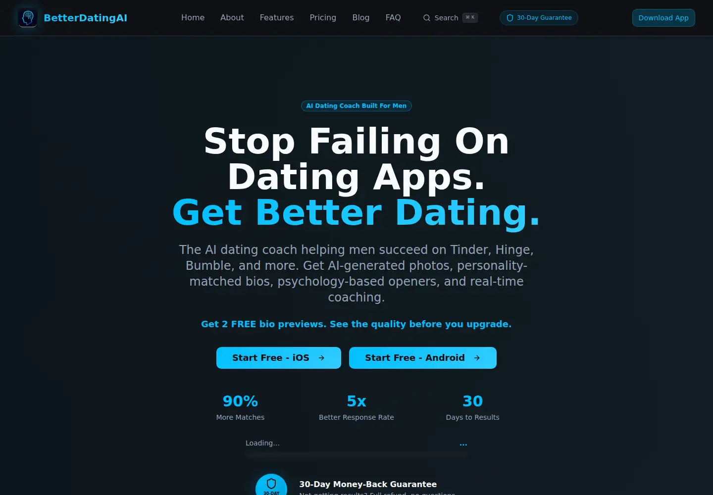Screenshot of betterdatingai.com