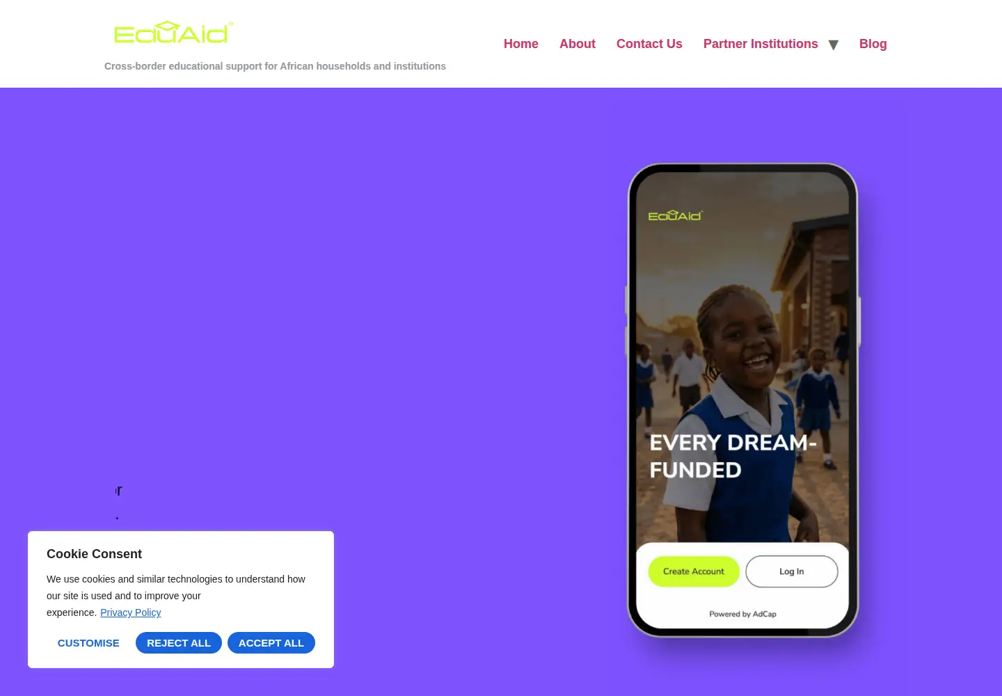 Screenshot of eduaidafrica.com
