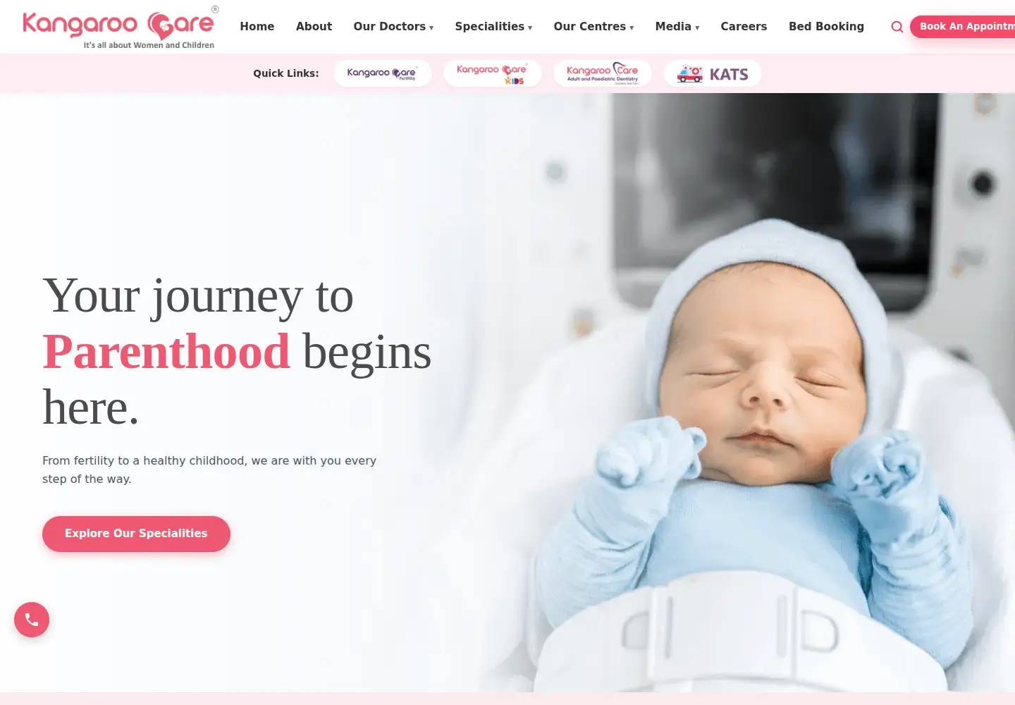 Captured homepage of kangaroocareindia.com in the current scan