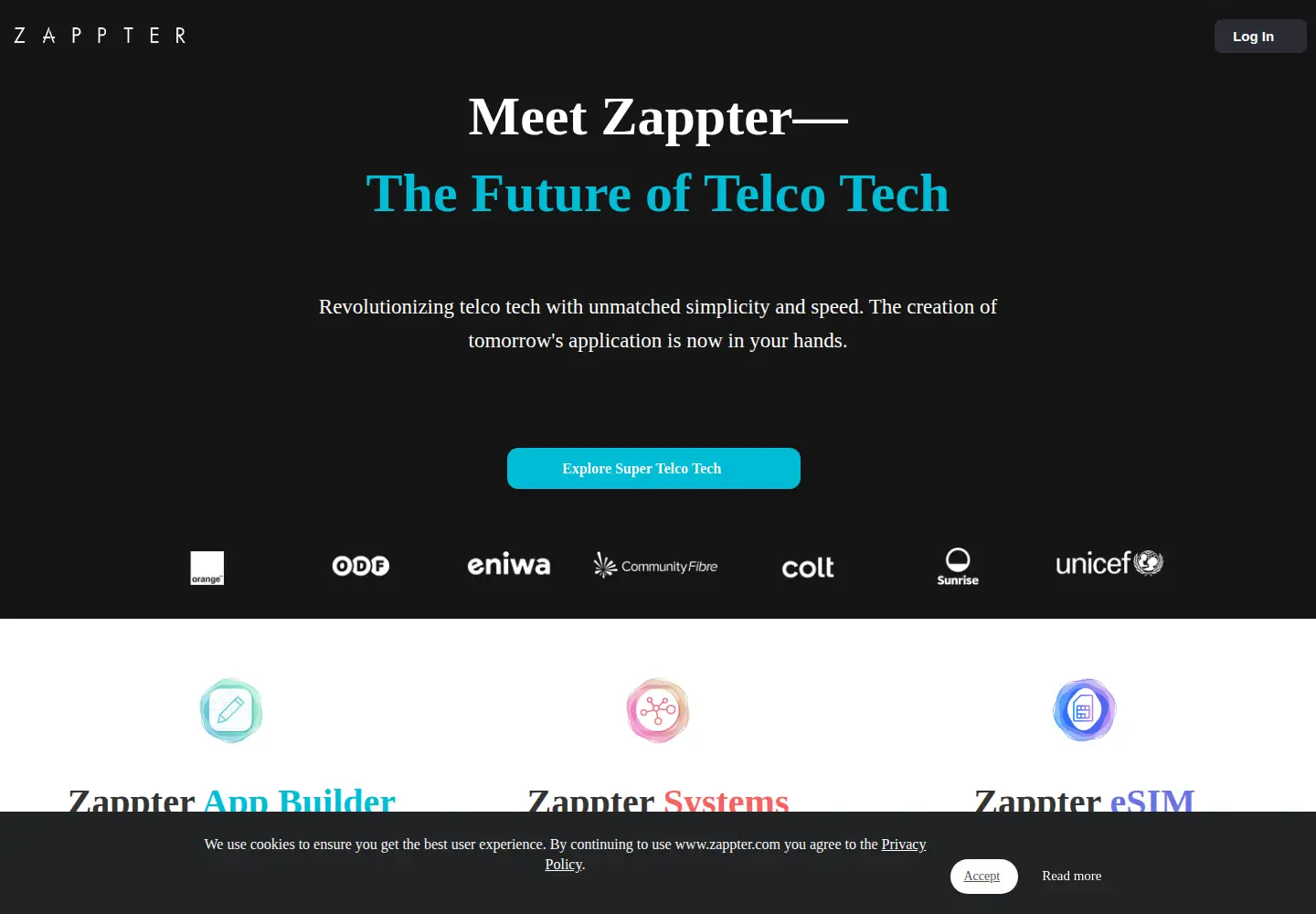 Captured homepage of zappter.com in the current scan