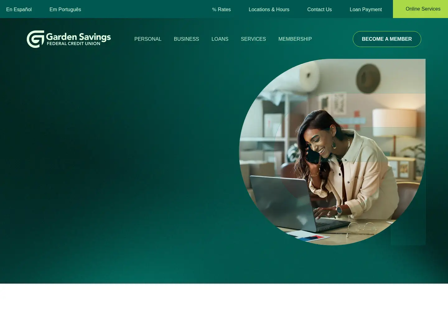 Screenshot of gardensavingsfcu.org