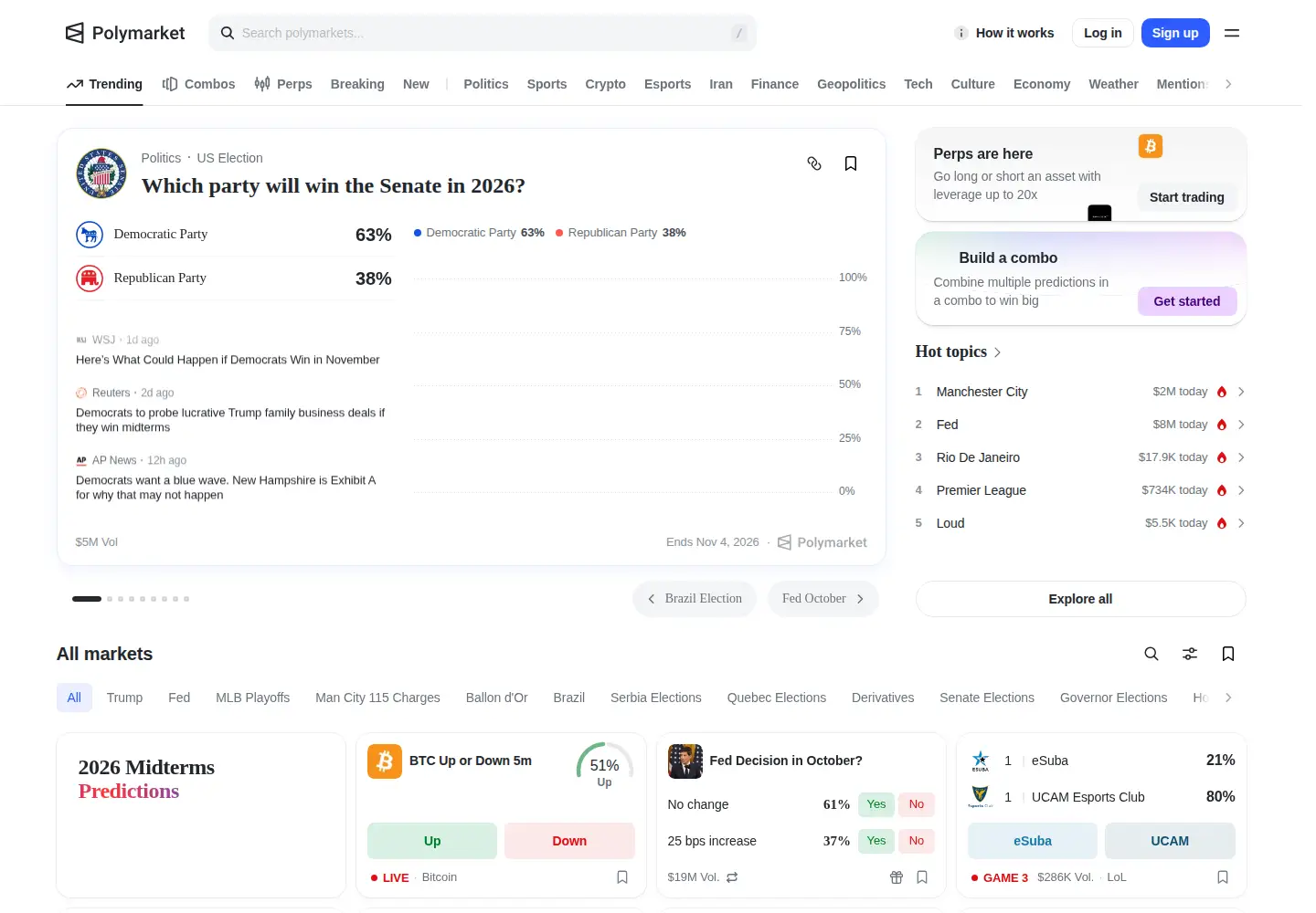 Screenshot of polymarket.com