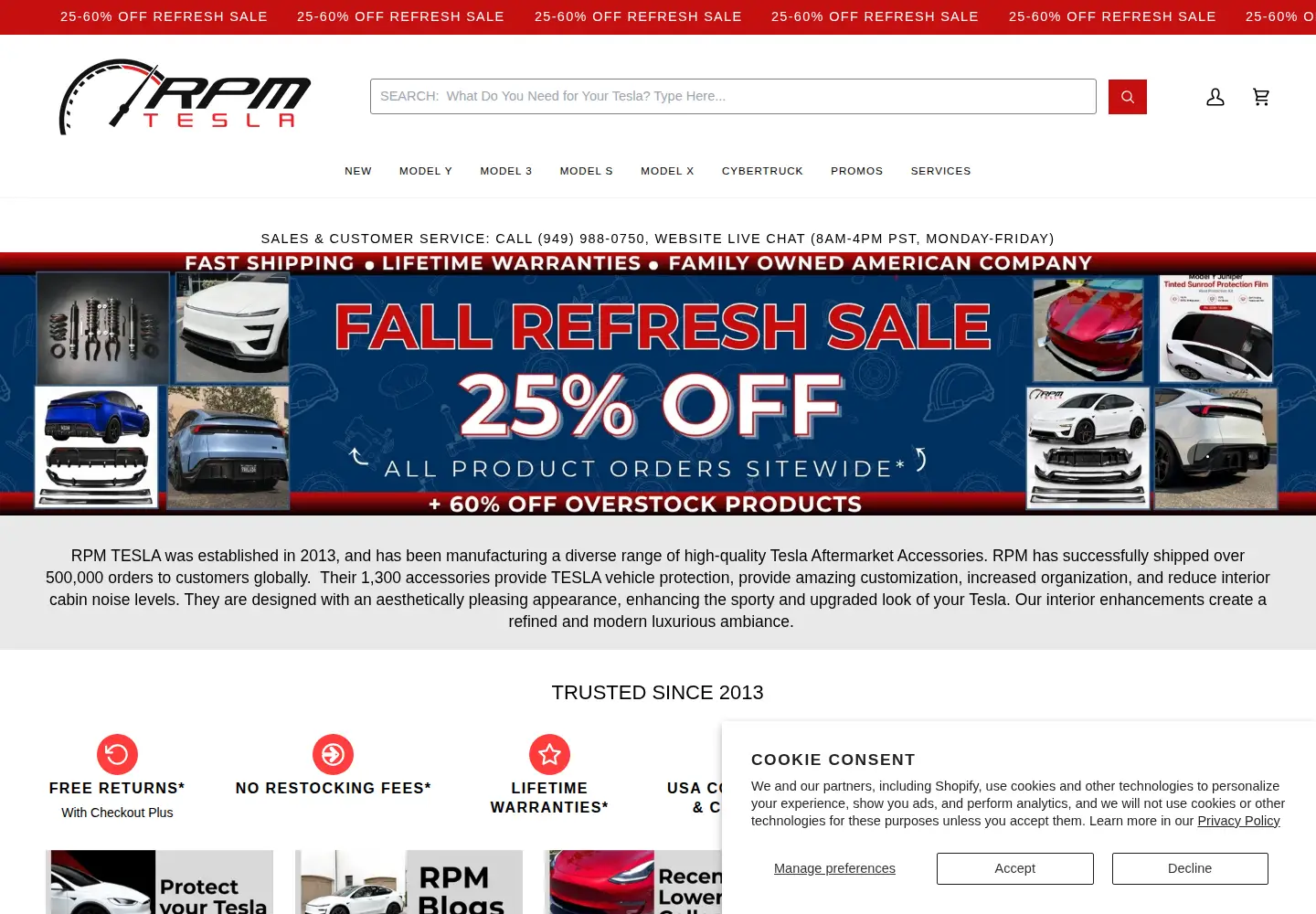 Captured homepage of rpmtesla.com in the current scan