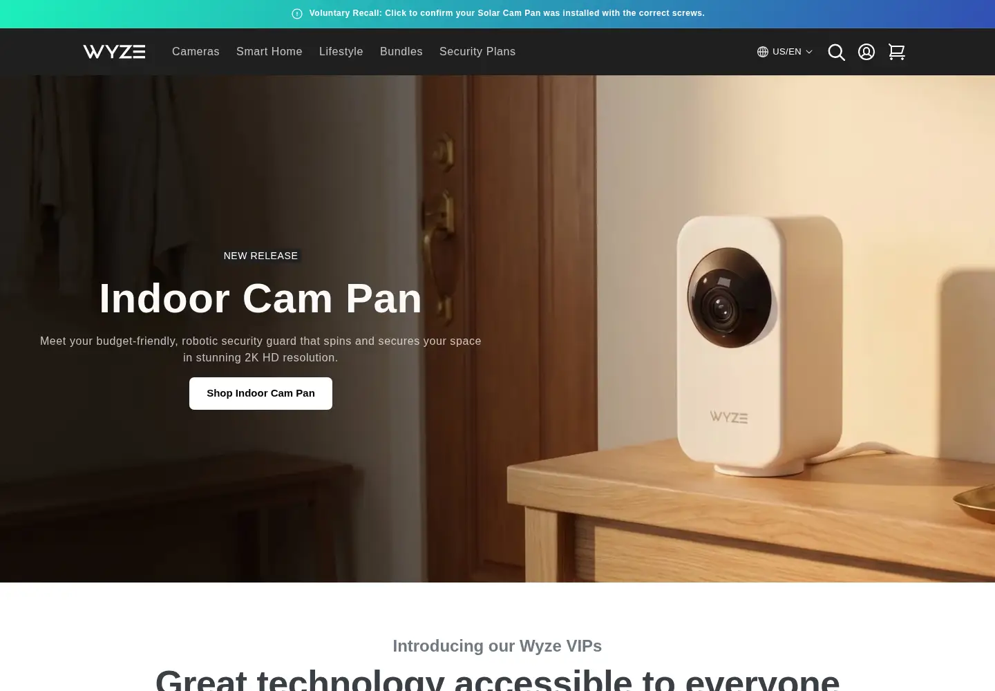 Screenshot of wyze.com