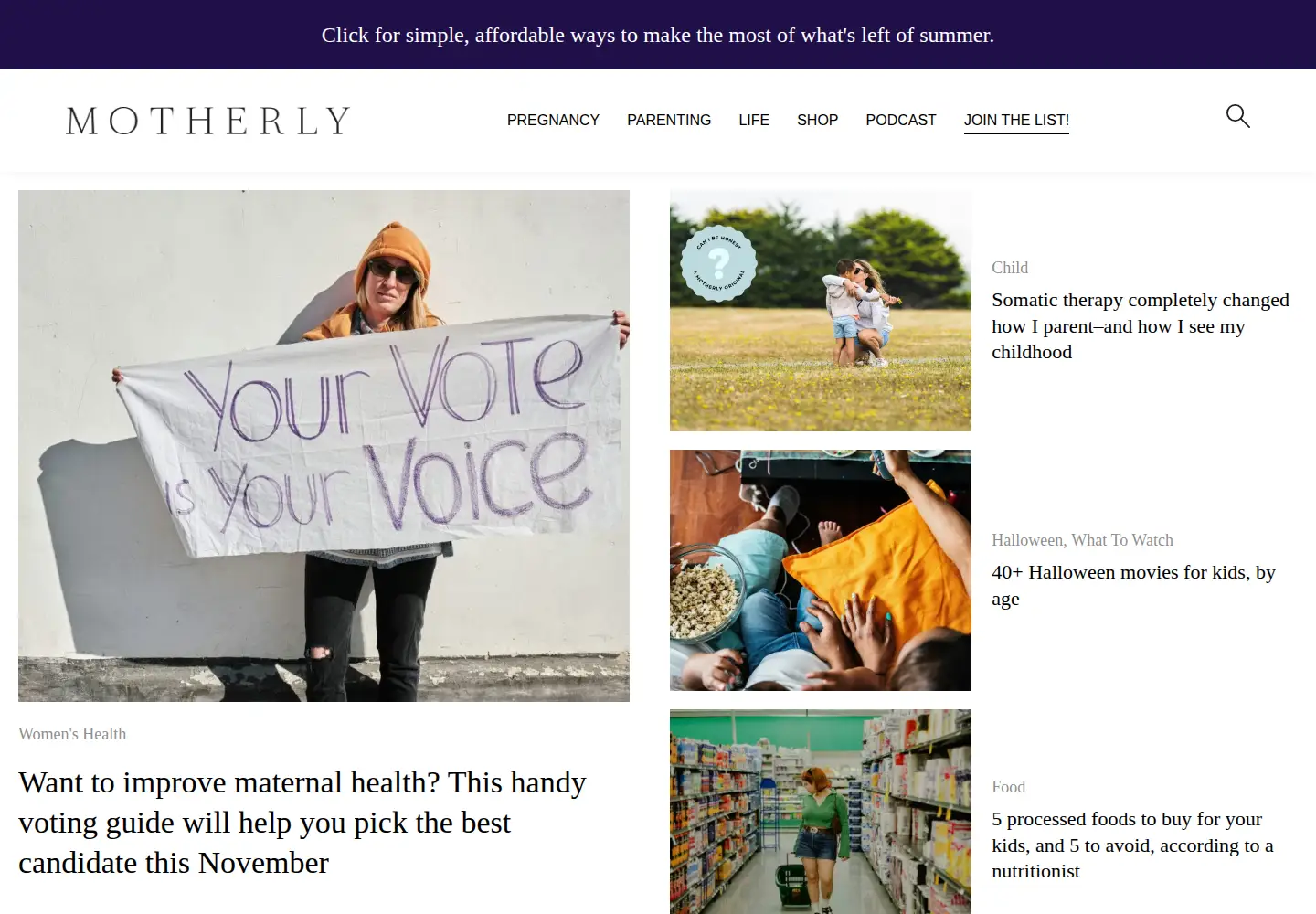 Screenshot of mother.ly