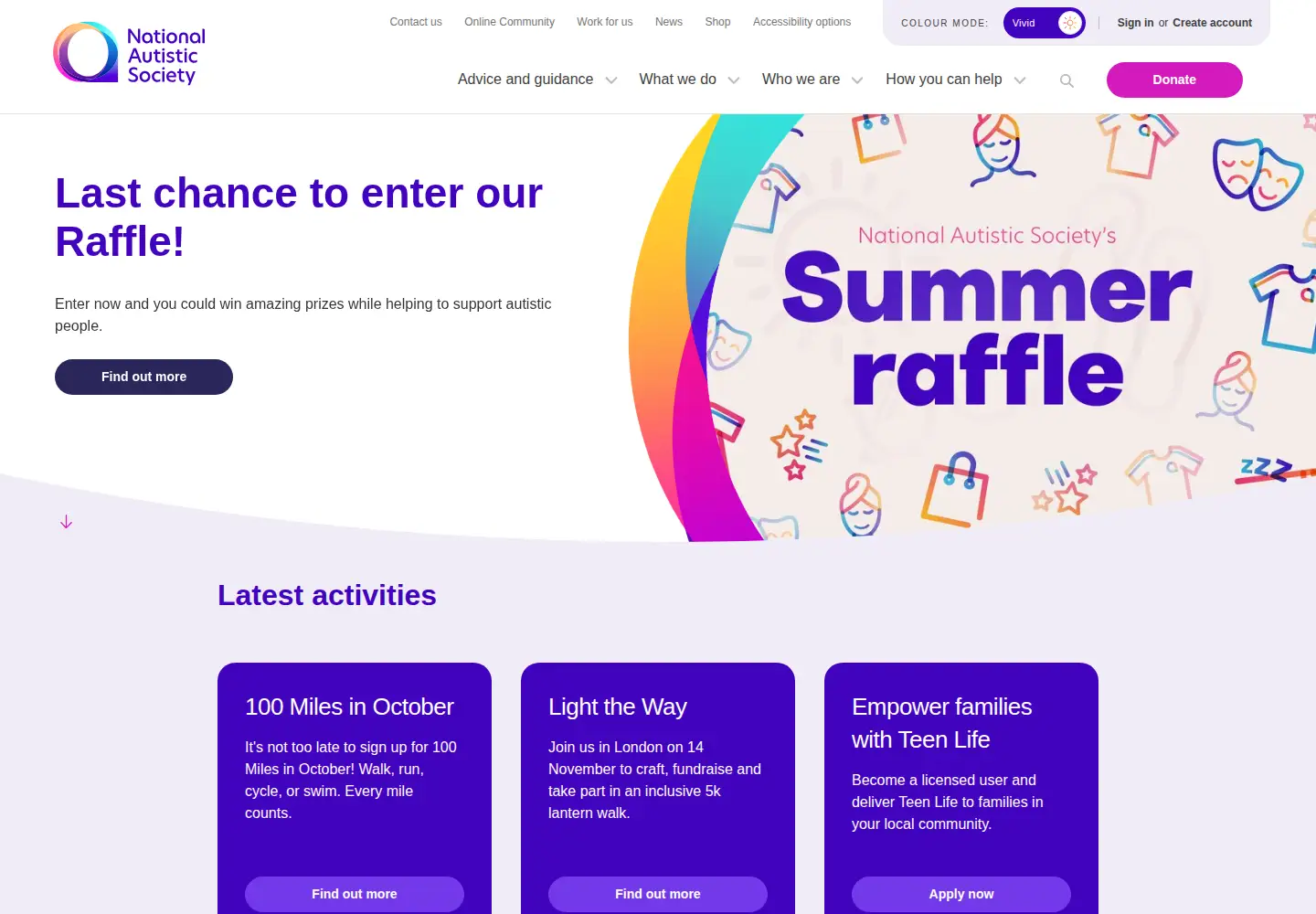 Screenshot of autism.org.uk