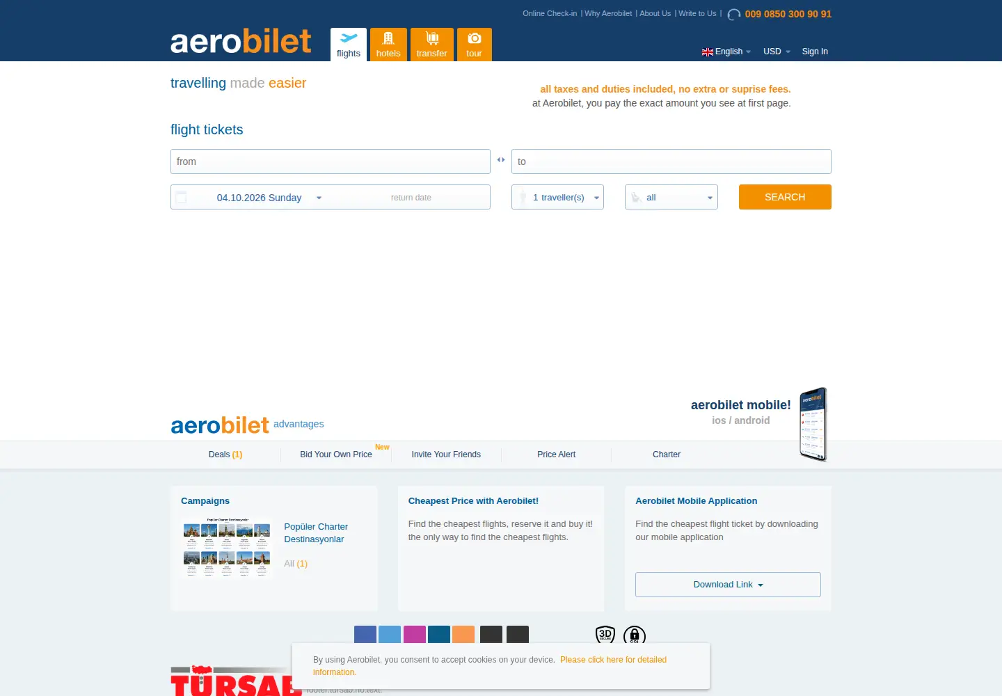 Screenshot of aerobilet.com