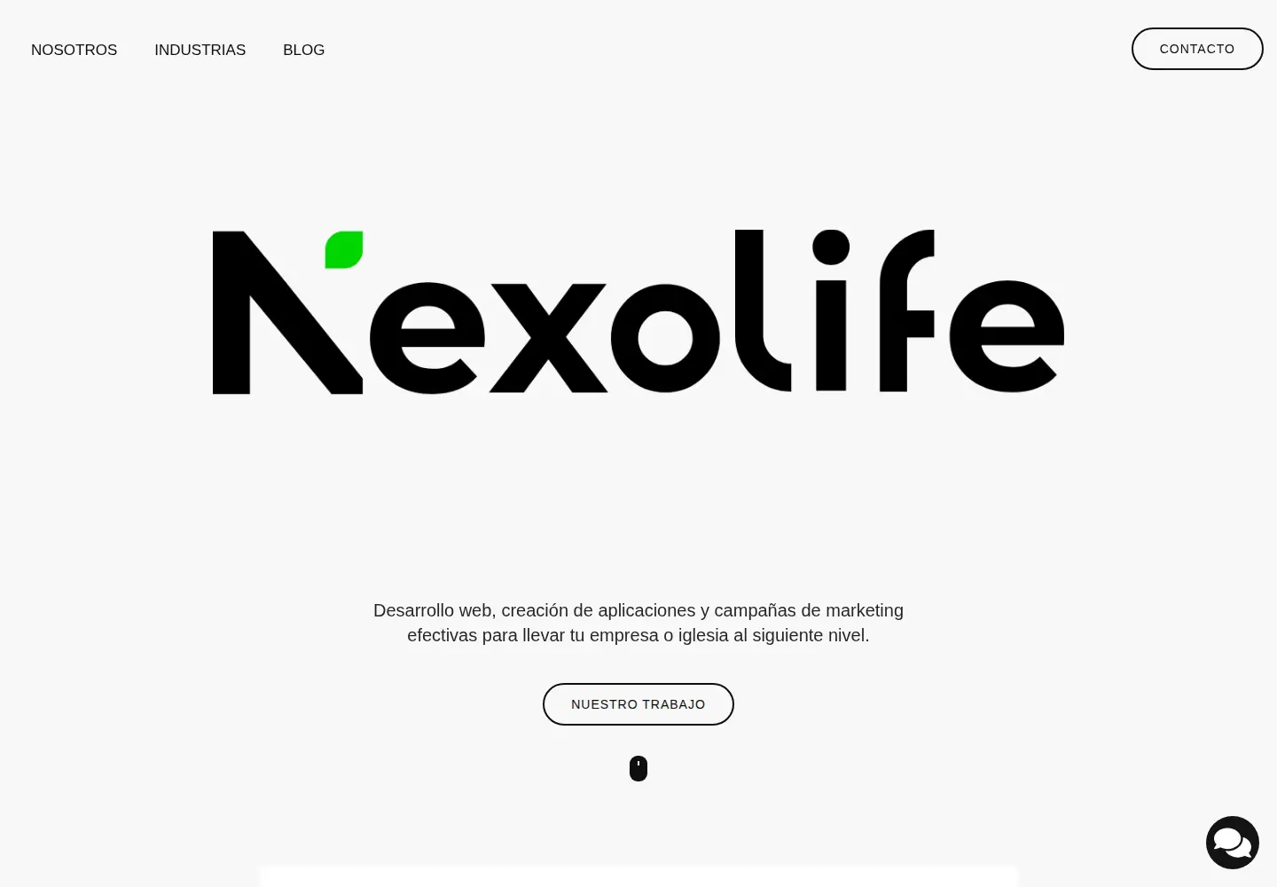 Captured homepage of nexolife.com in the current scan