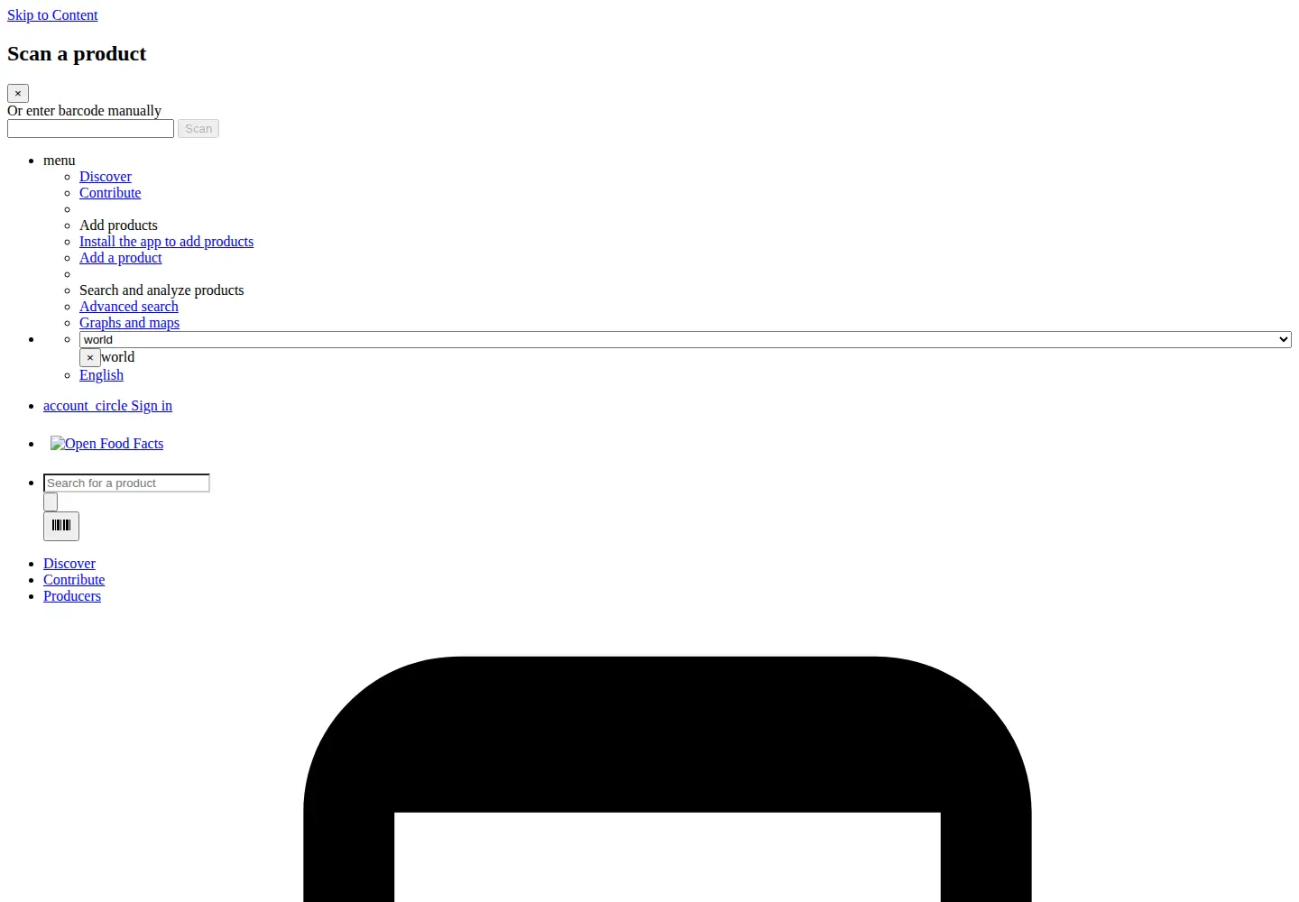 Screenshot of openfoodfacts.org