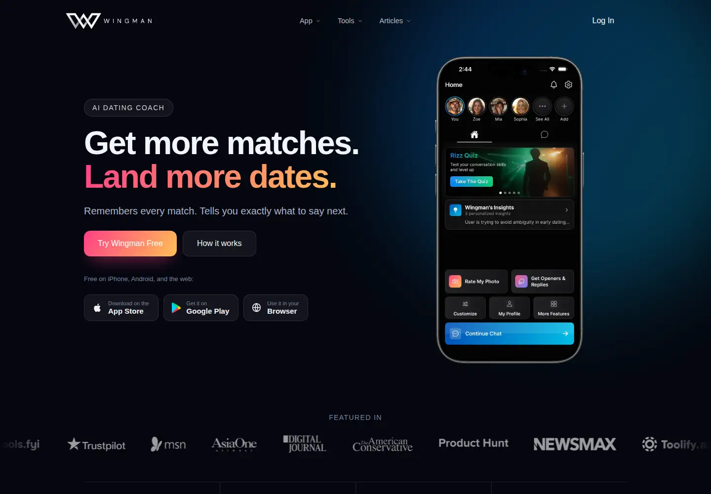 Screenshot of wingman.live