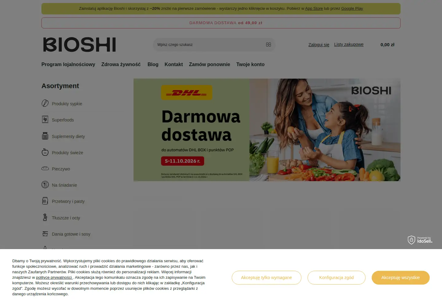 Captured homepage of bioshi.pl in the current scan