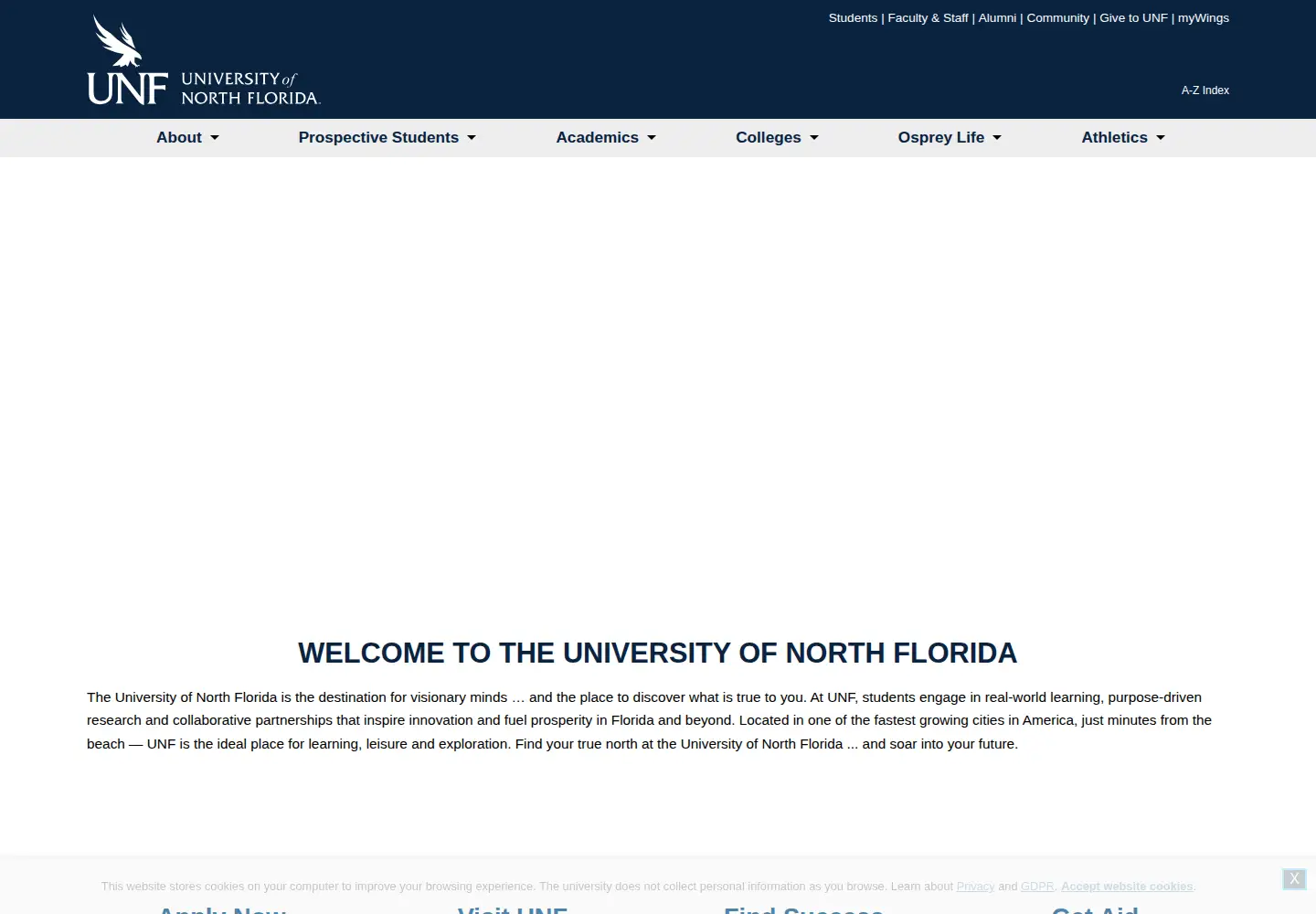 Screenshot of unf.edu