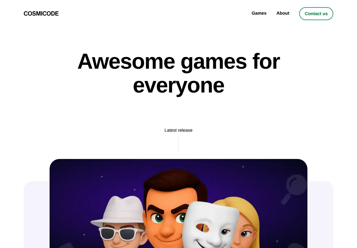 Captured homepage of cosmicode.games in the current scan