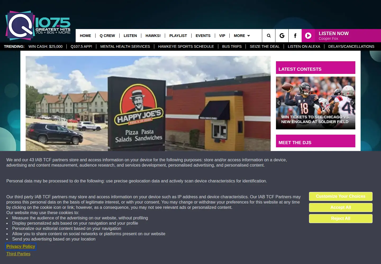 Screenshot of myq1075.com