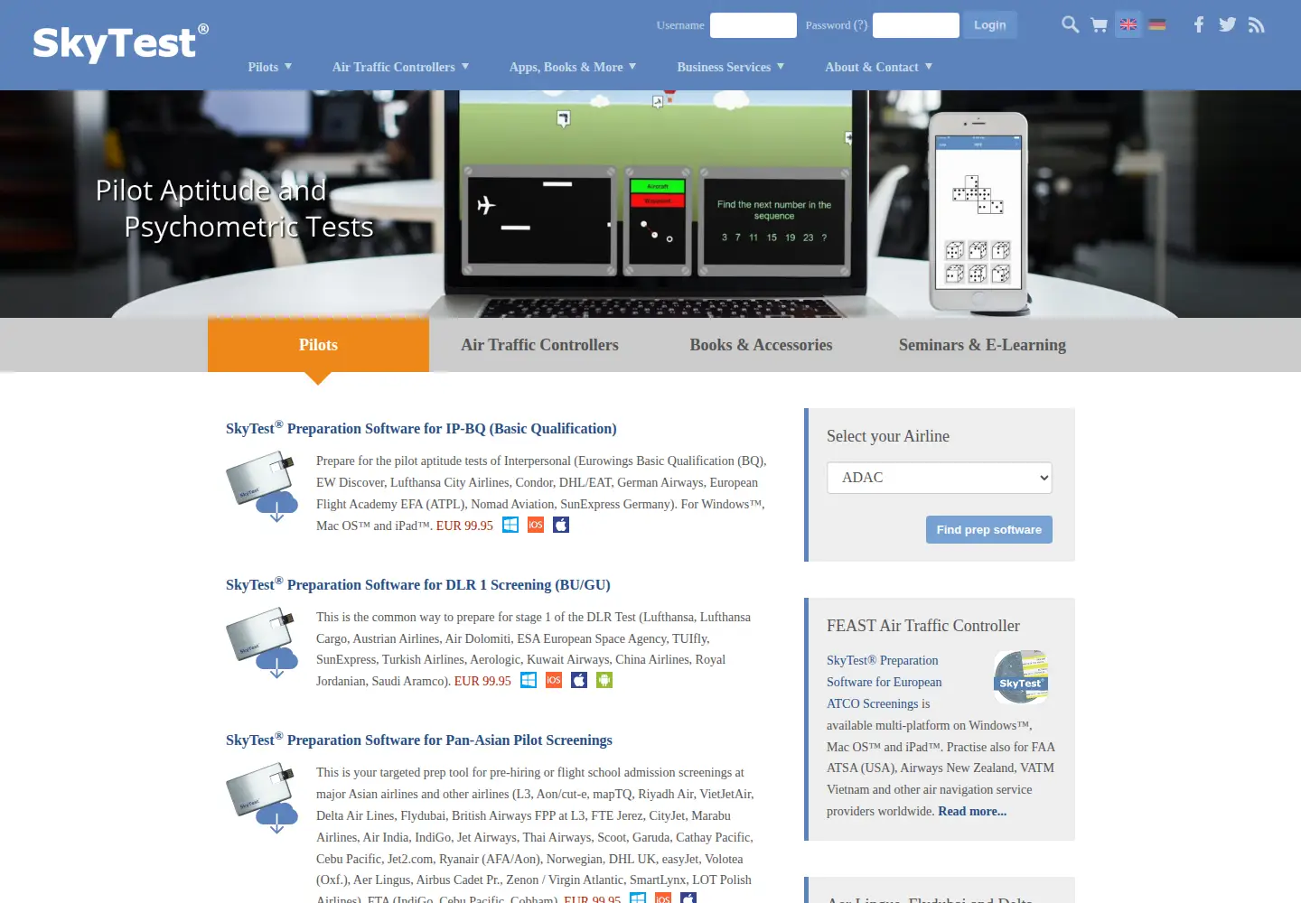 Screenshot of skytest.com