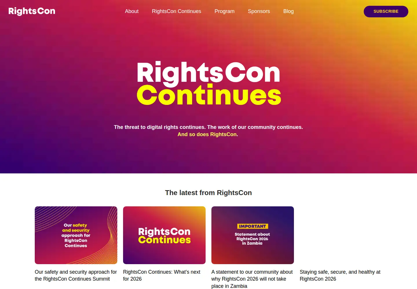 Screenshot of rightscon.org