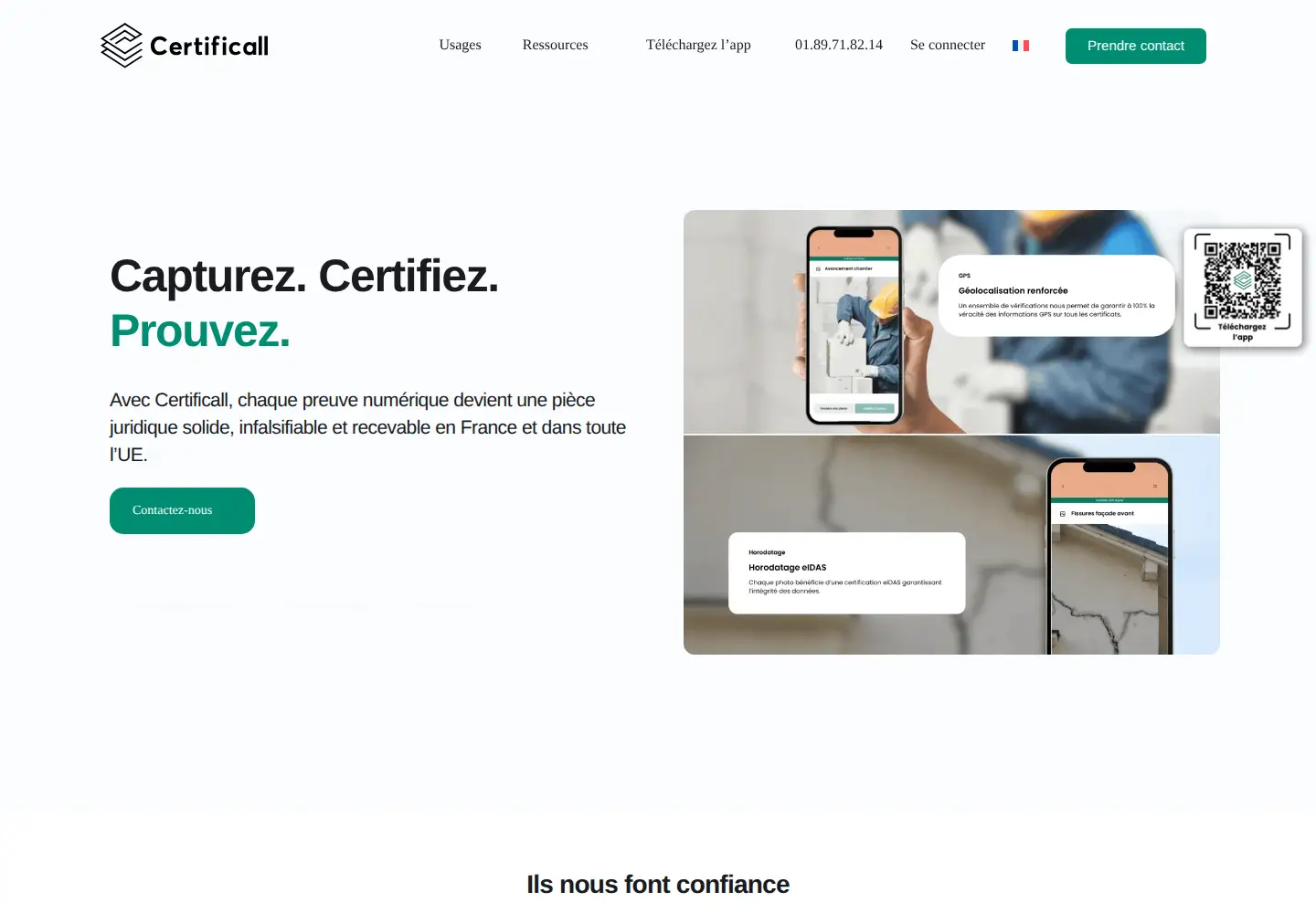 Captured homepage of certificall.app in the current scan