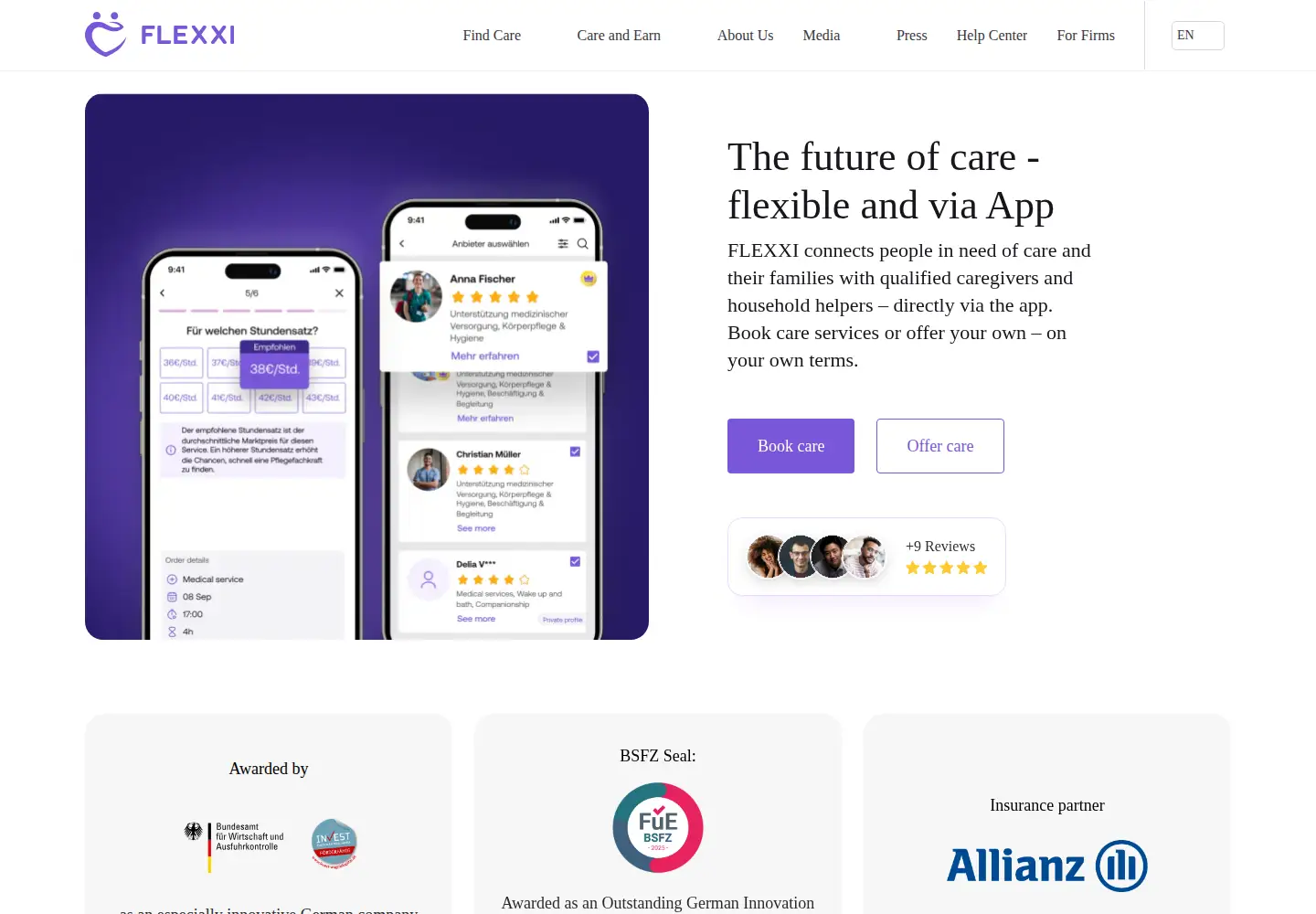 Screenshot of flexxi.care
