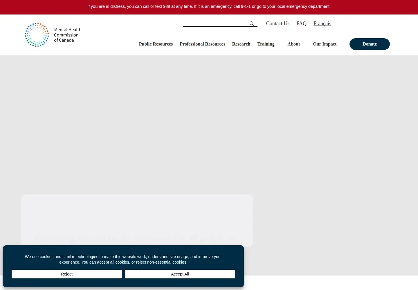Screenshot of mentalhealthcommission.ca