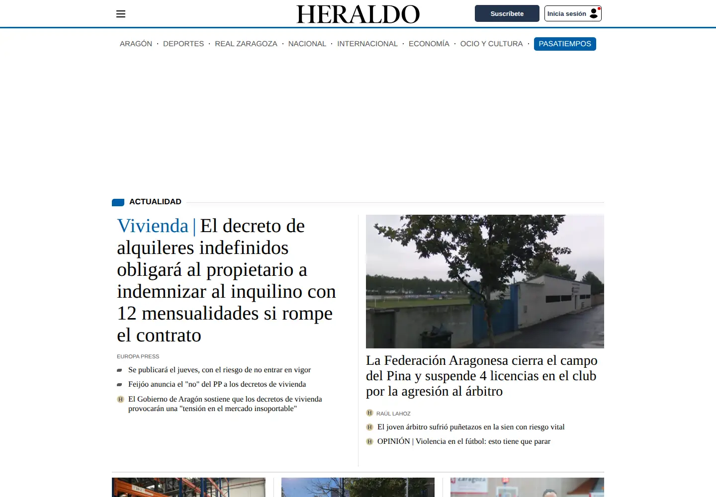 Screenshot of heraldo.es