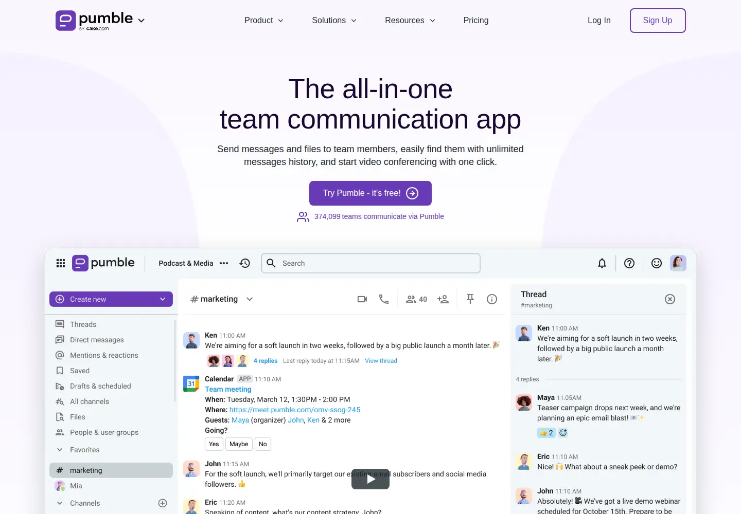 Screenshot of pumble.com