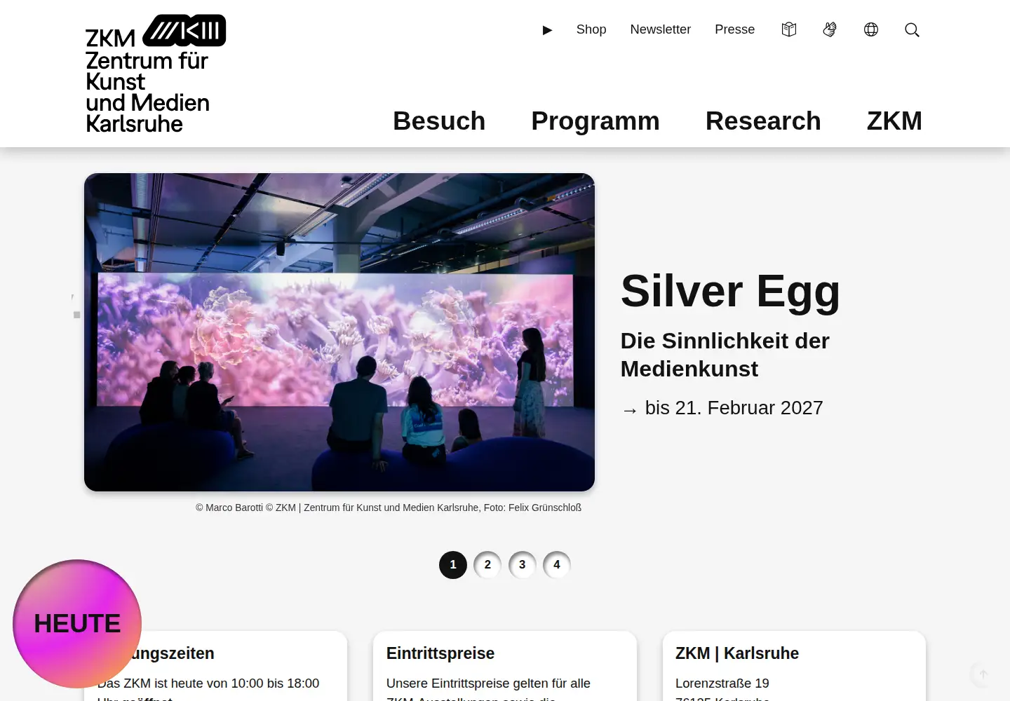 Screenshot of zkm.de