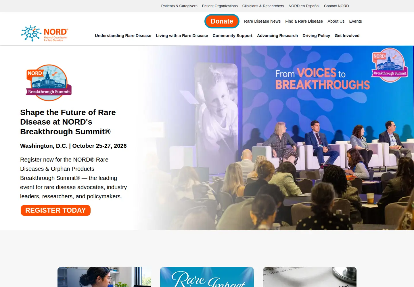 Screenshot of rarediseases.org