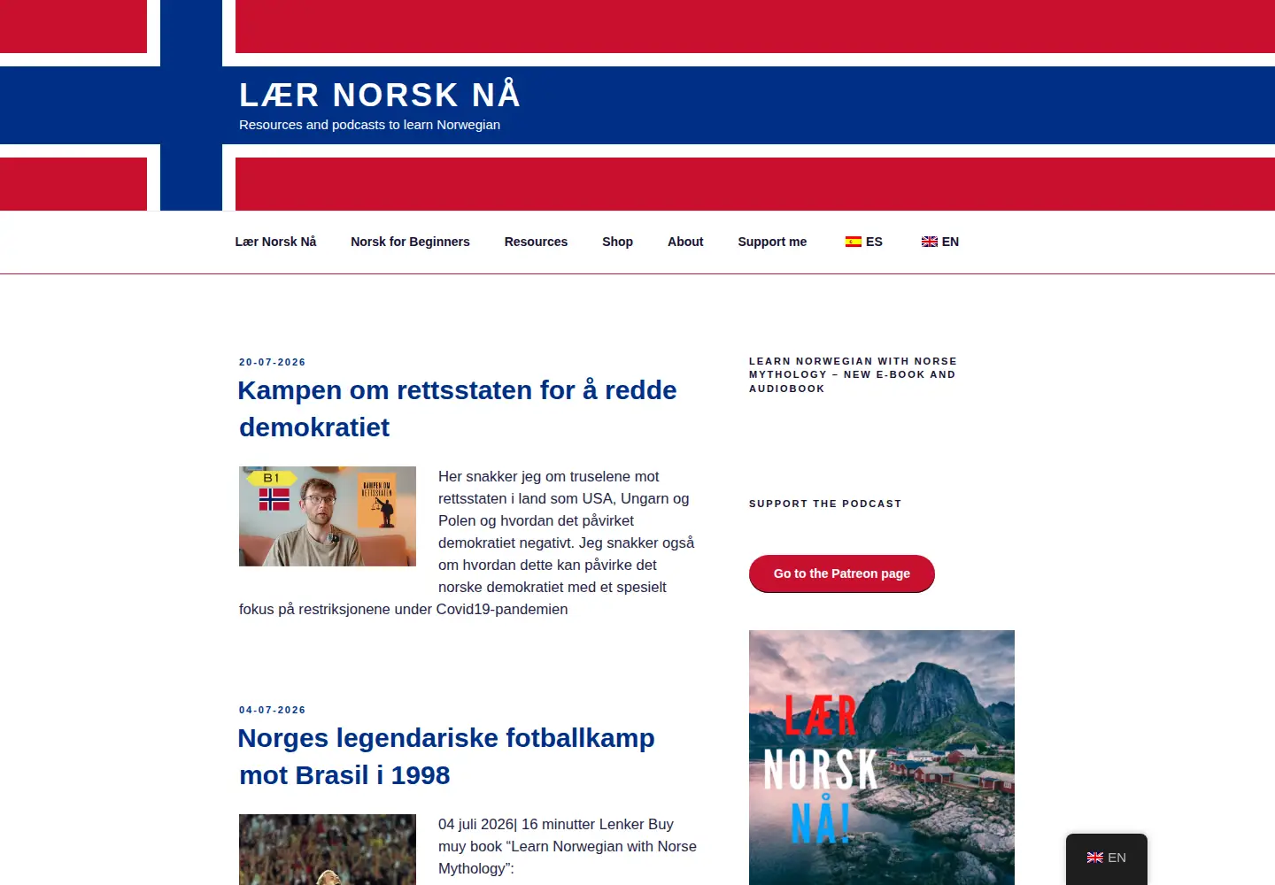 Screenshot of laernorsknaa.com