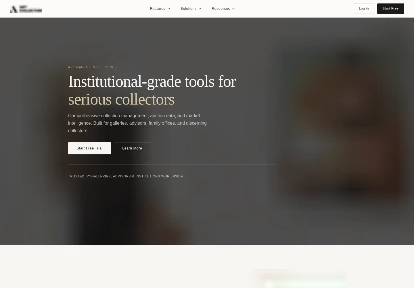 Captured homepage of artcollection.io in the current scan