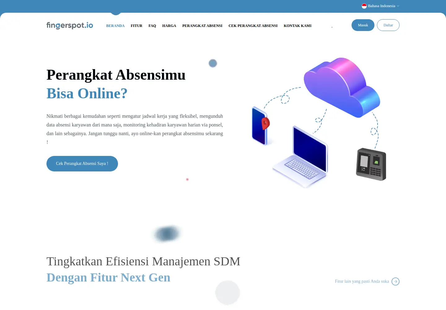 Captured homepage of fingerspot.io in the current scan