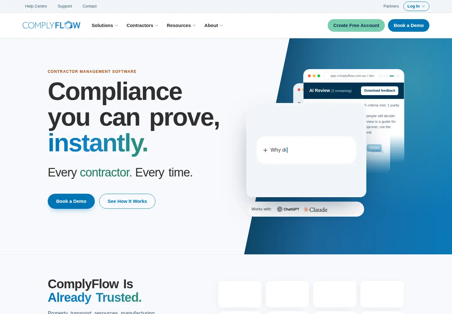 Captured homepage of complyflow.com in the current scan