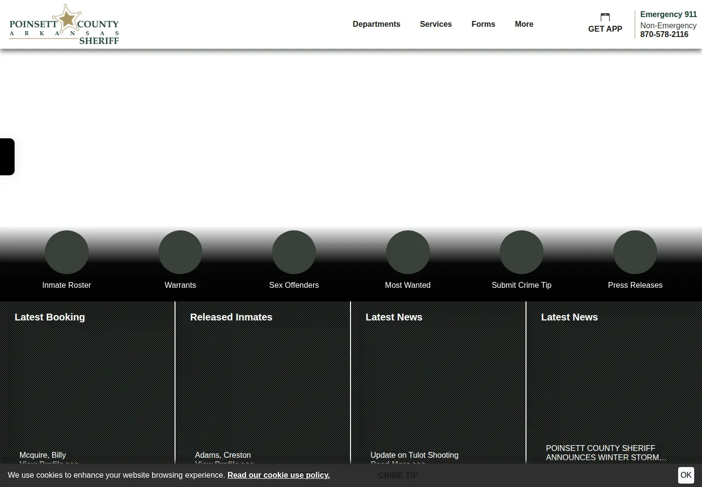 Screenshot of poinsettcountysheriff.org