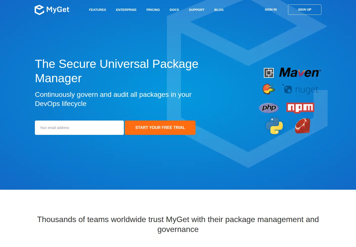Screenshot of myget.org