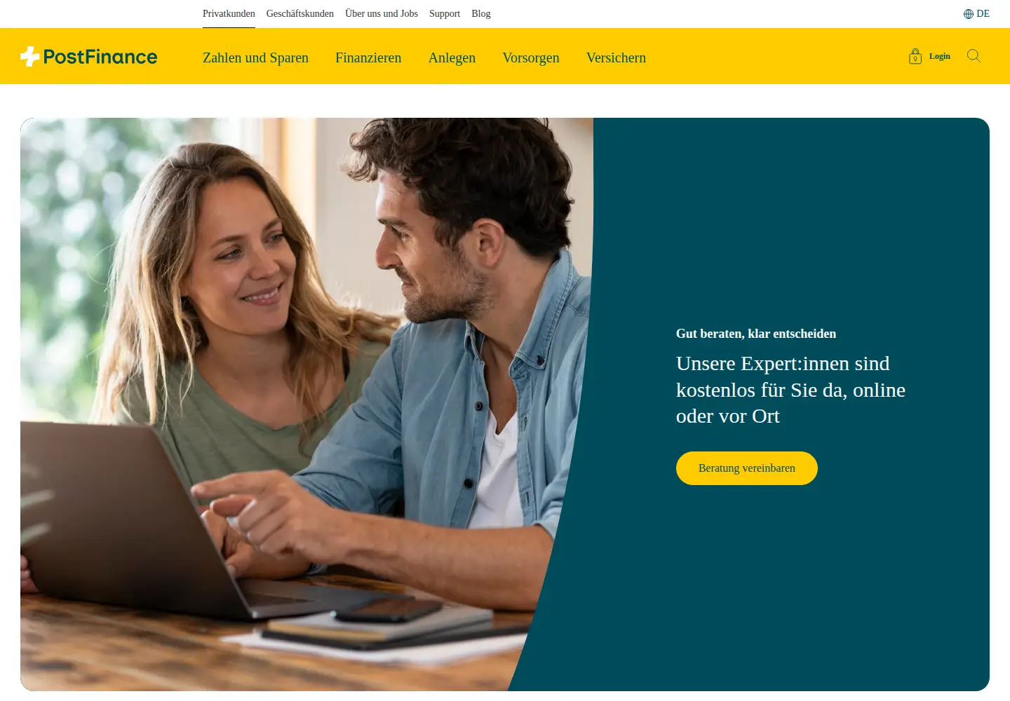 Screenshot of postfinance.ch