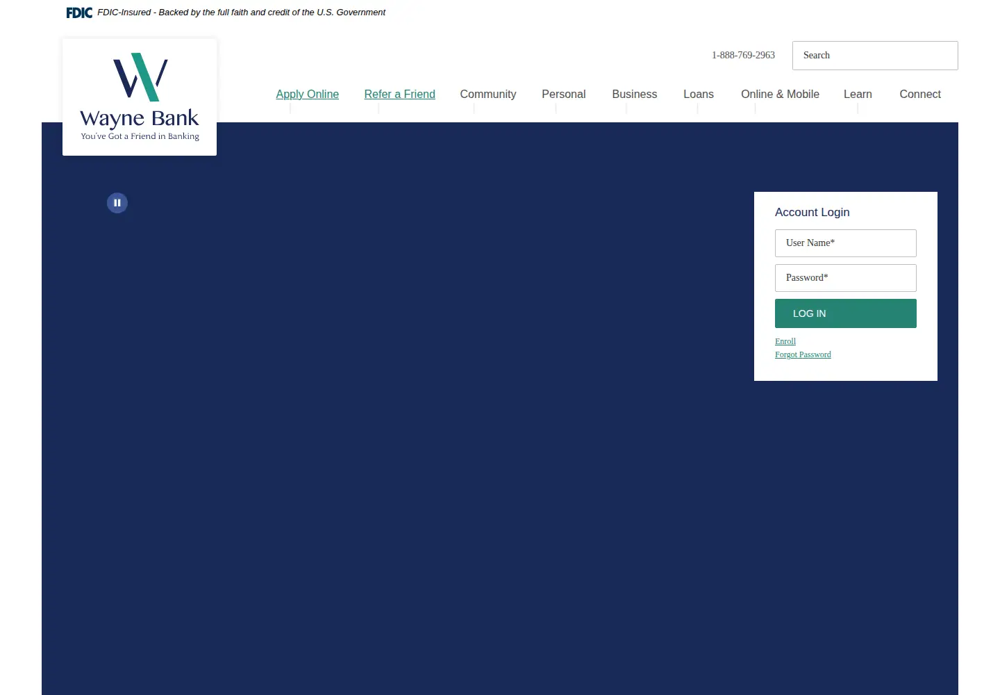Screenshot of waynebankonline.com