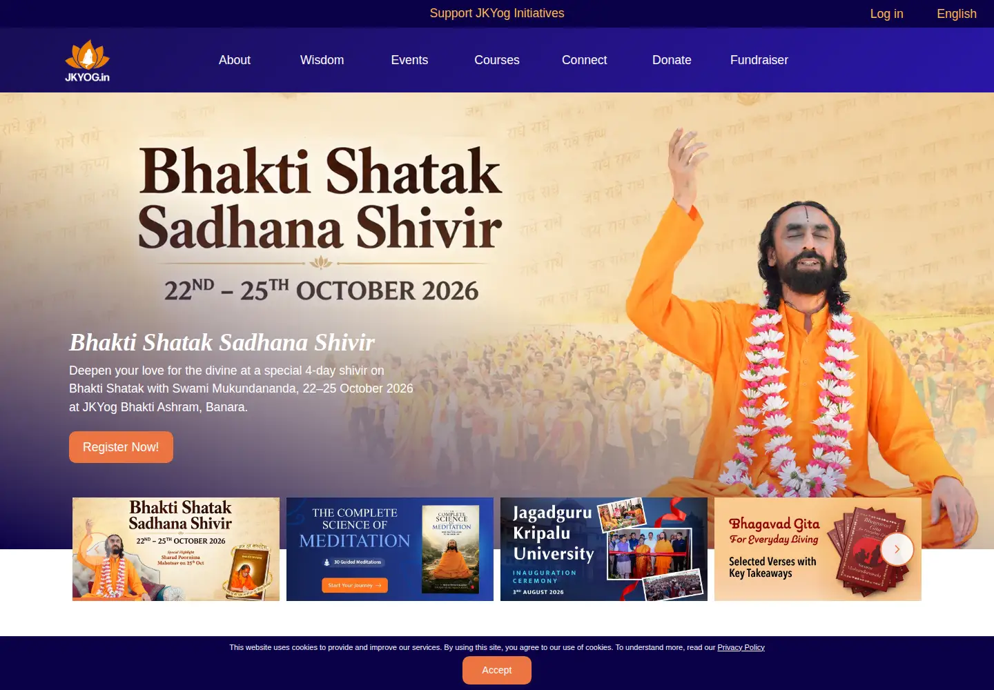 Captured homepage of jkyog.in in the current scan