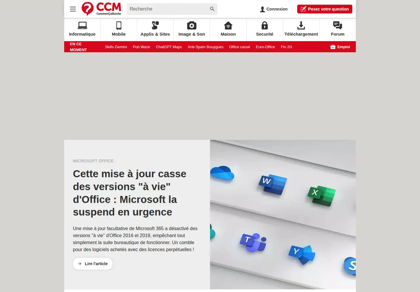 Screenshot of commentcamarche.net