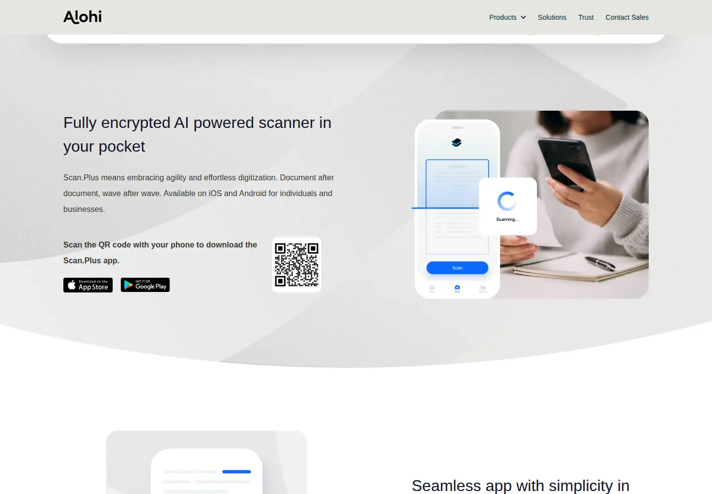 Captured homepage of scan.plus in the current scan
