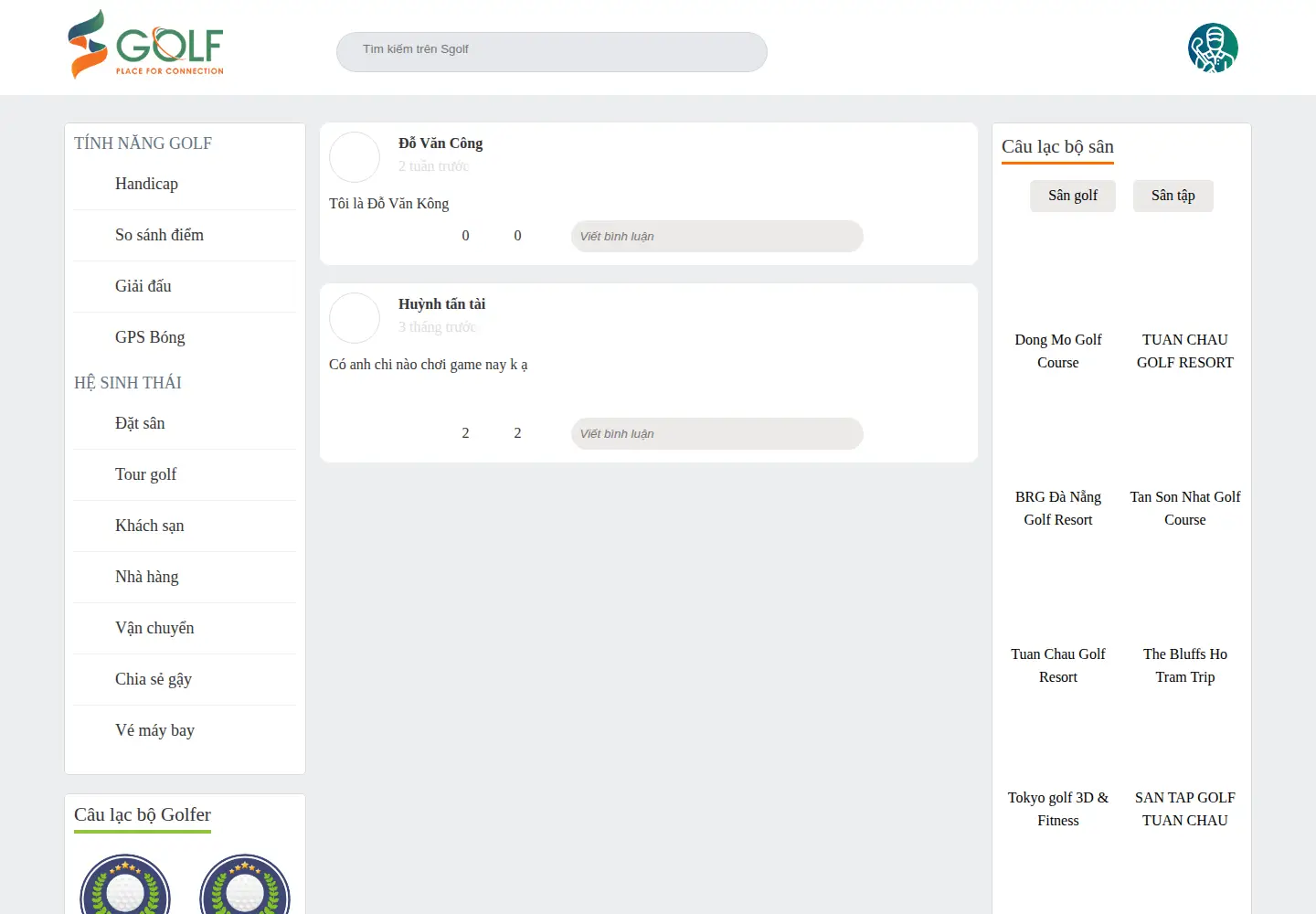 Captured homepage of sgolf.vn in the current scan