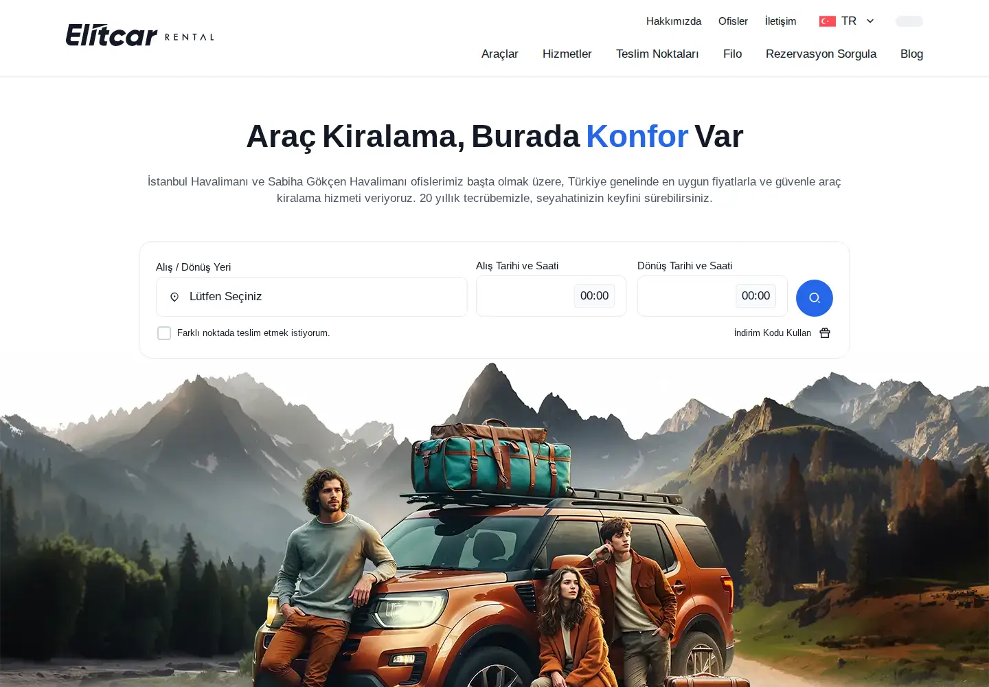 Captured homepage of elitcarrental.com in the current scan