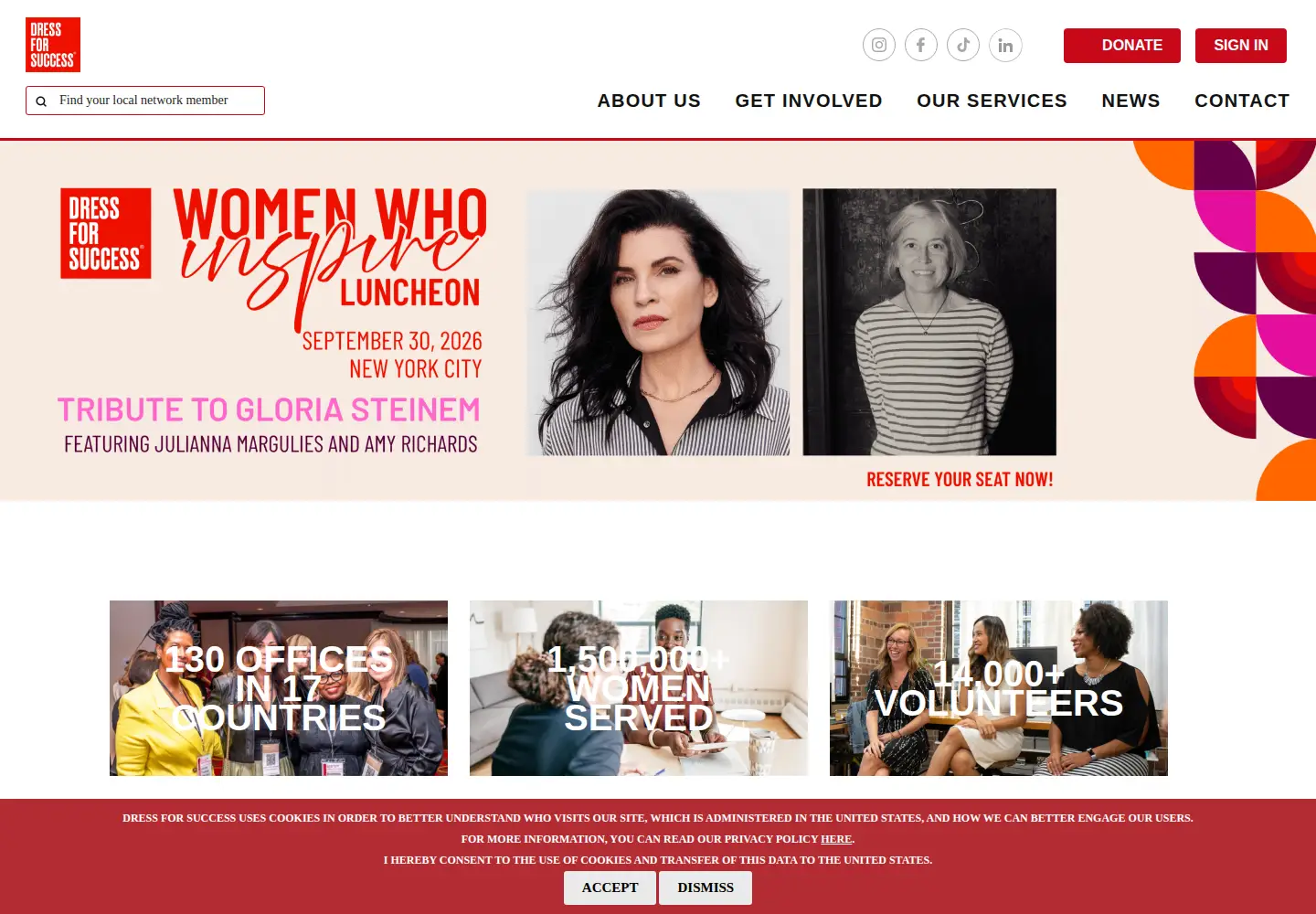 Screenshot of dressforsuccess.org