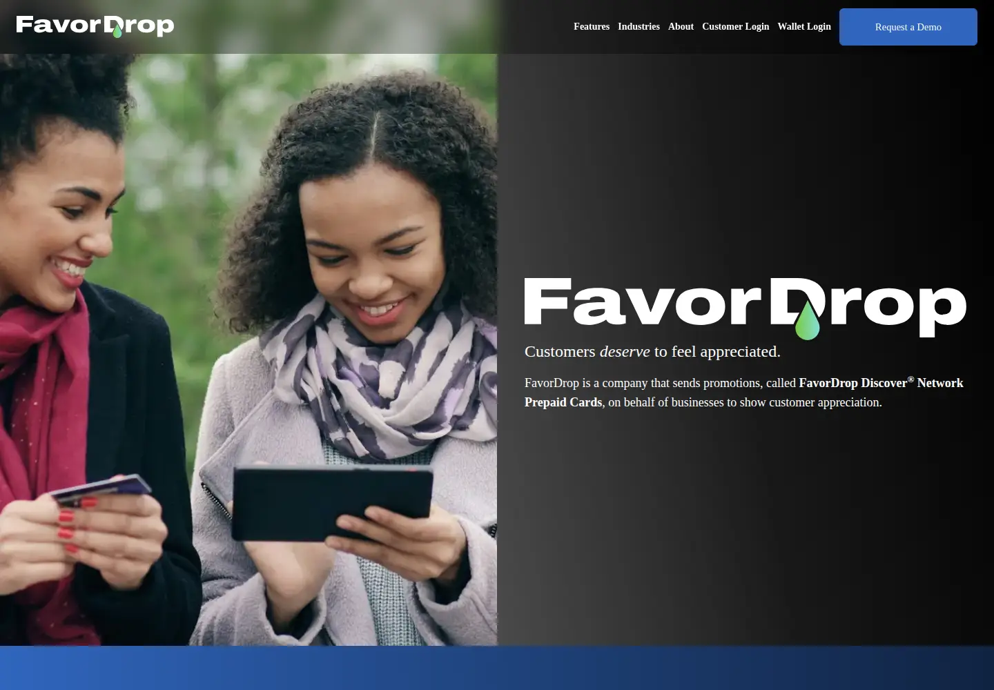 Captured homepage of favordrop.com in the current scan