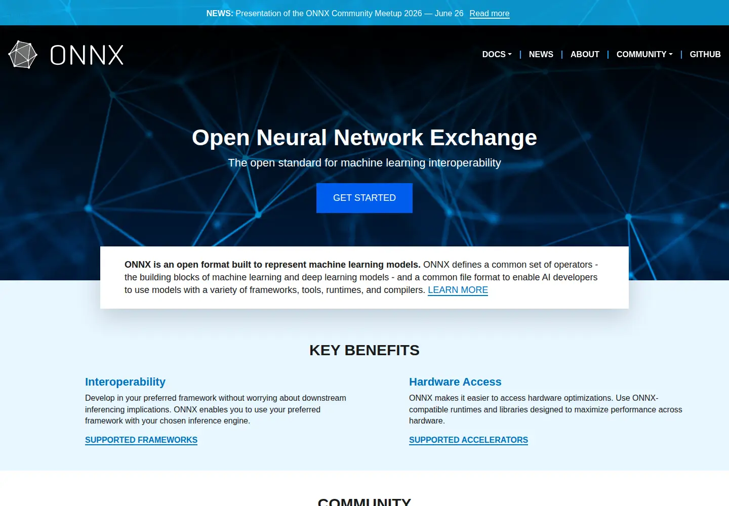 Screenshot of onnx.ai