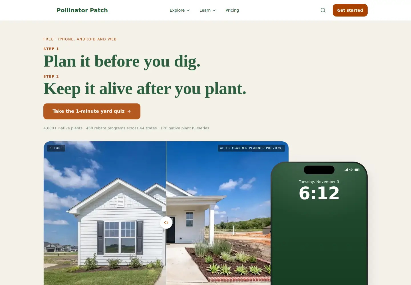 Captured homepage of thepollinatorpatchgarden.com in the current scan