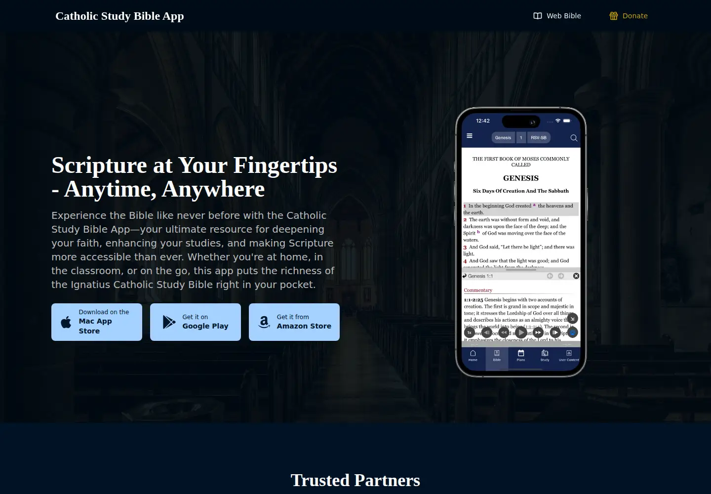 Captured homepage of catholicstudybible.org in the current scan